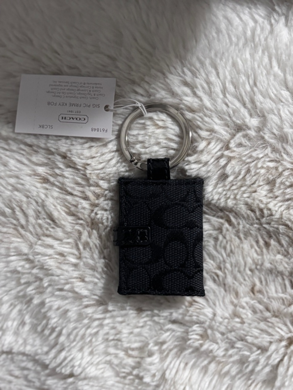 NWT Vintage Y2K COACH Signature Black Bag Charm with Photo Slot - Picture 2 of 5